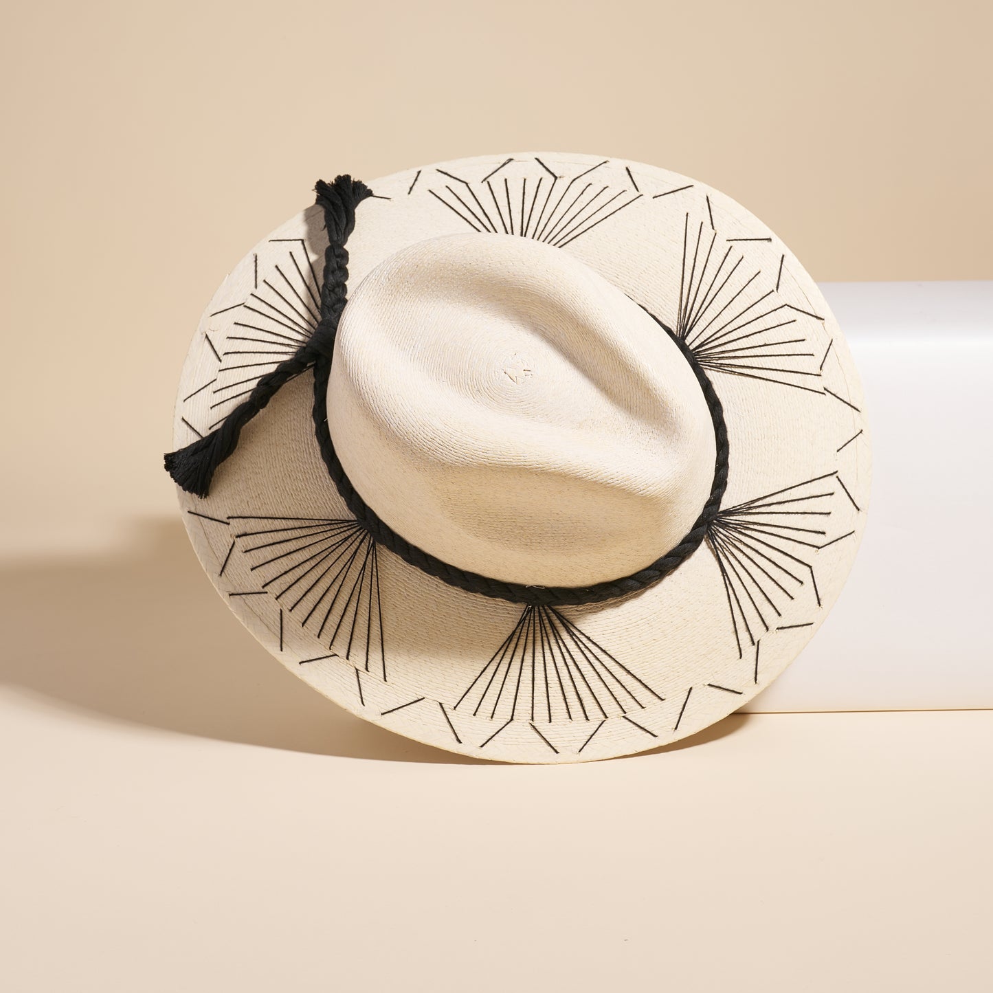 Hand-Stitched Fine Palm Hat - Black